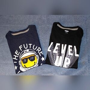 OLD Navy Boys Graphic "Level Up" and *The Future is Yours" Graphic TShirt Bundle